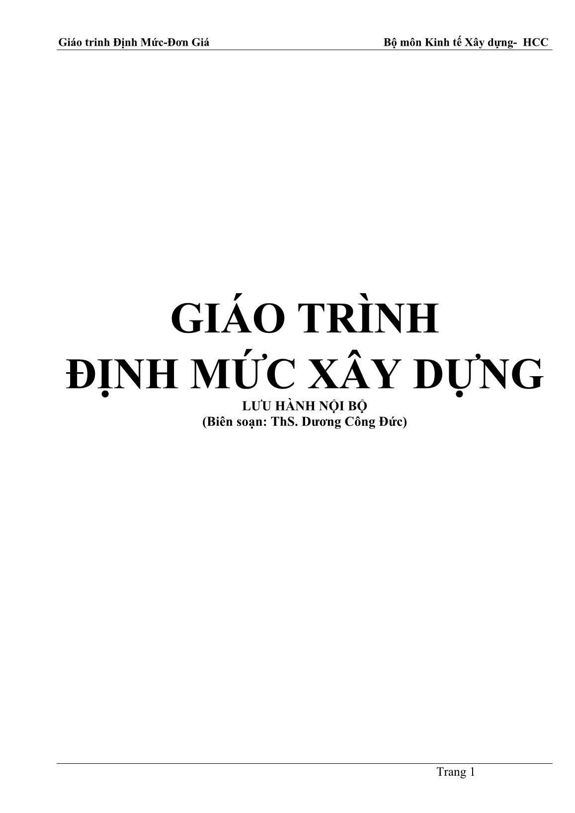 Giáo trình Định mức xây dựng trang 1