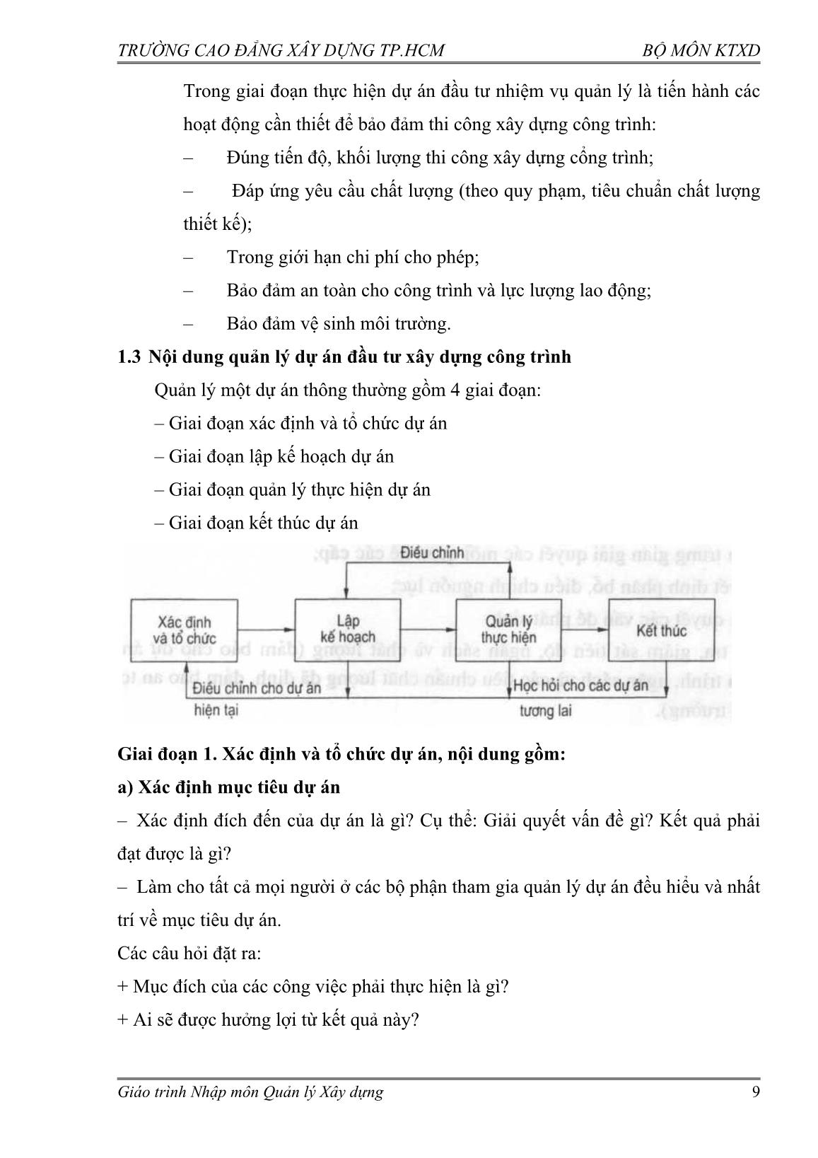 Giáo trình nhập môn Quản lý xây dựng trang 9