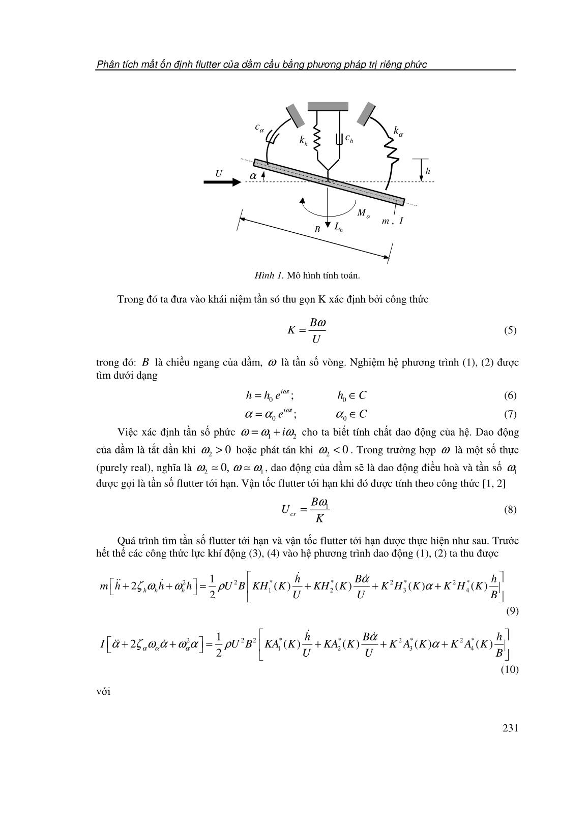 Phân tích mất ổn định Flutter của dầm cầu bằng phương pháp trị riêng phức trang 3