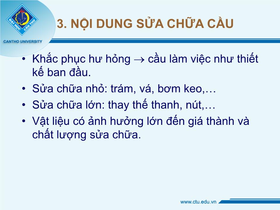 Bài giảng Kiểm định cầu - Bài: Đánh giá chất lượng và gia cố cầu trang 4