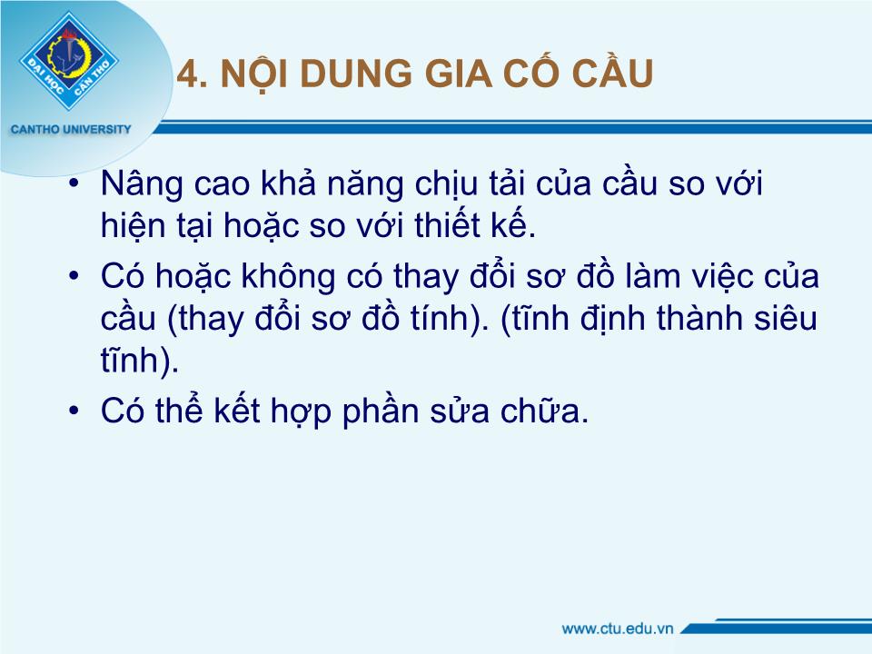 Bài giảng Kiểm định cầu - Bài: Đánh giá chất lượng và gia cố cầu trang 5