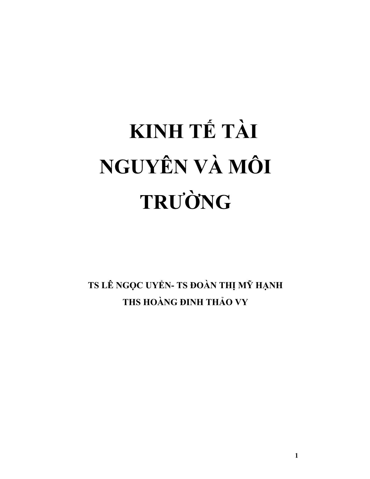 Giáo trình Kinh tế tài nguyên và môi trường - Lê Ngọc Uyển trang 1