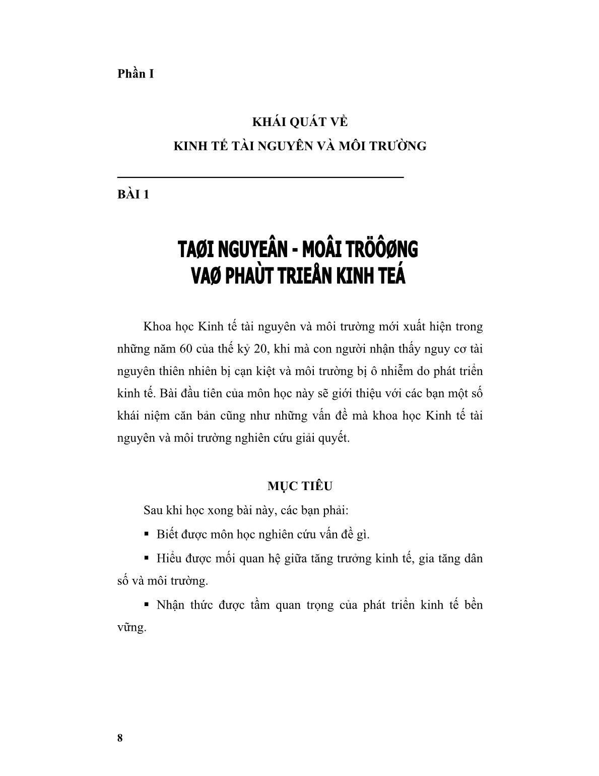 Giáo trình Kinh tế tài nguyên và môi trường - Lê Ngọc Uyển trang 8