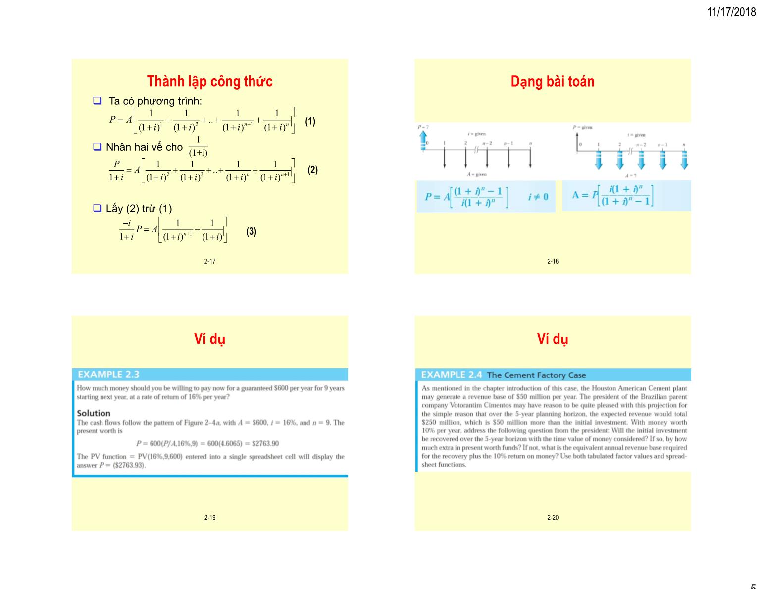 Bài giảng Kinh tế xây dựng - Chương 2: Thời gian & lãi suất - Đặng Thế Gia trang 5