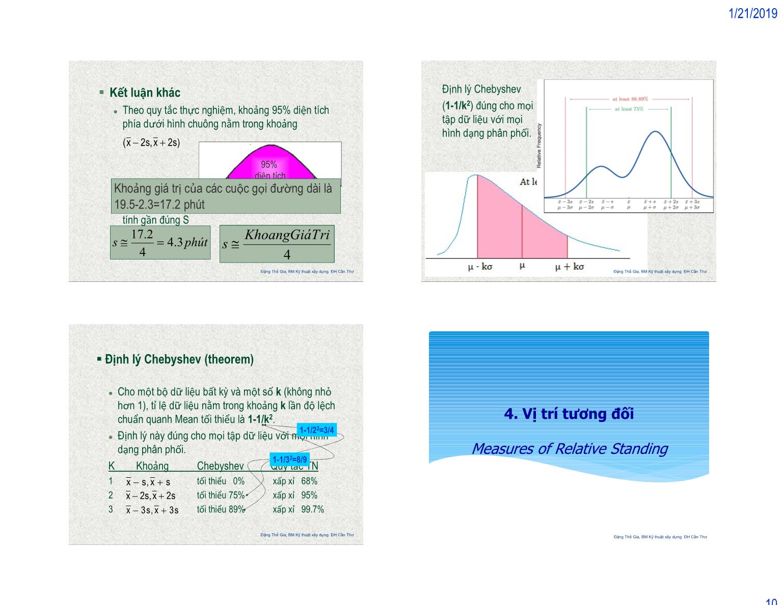Bài giảng Thống kê ứng dụng - XD - Chương 4: Phép đo mô tả số - Đặng Thế Gia trang 10