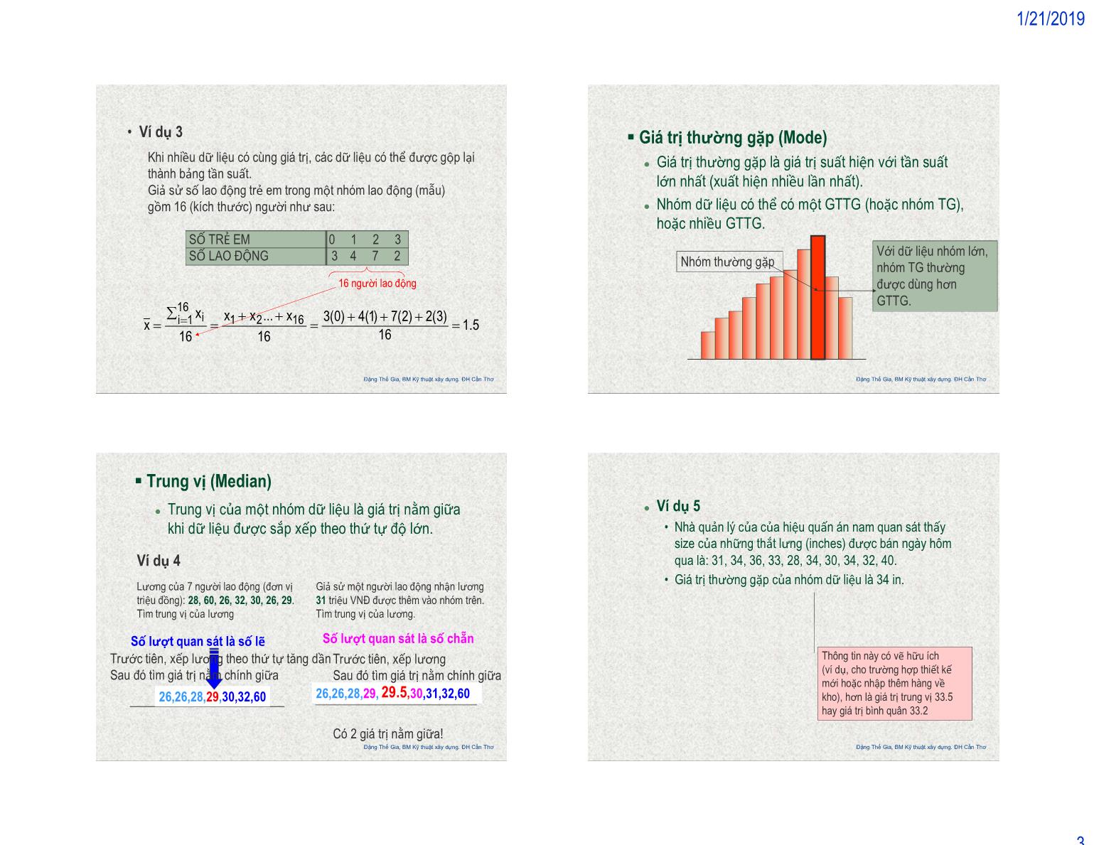 Bài giảng Thống kê ứng dụng - XD - Chương 4: Phép đo mô tả số - Đặng Thế Gia trang 3
