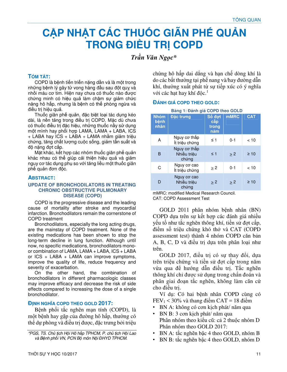 Cập nhật các thuốc giãn phế quản trong điều trị COPD trang 1