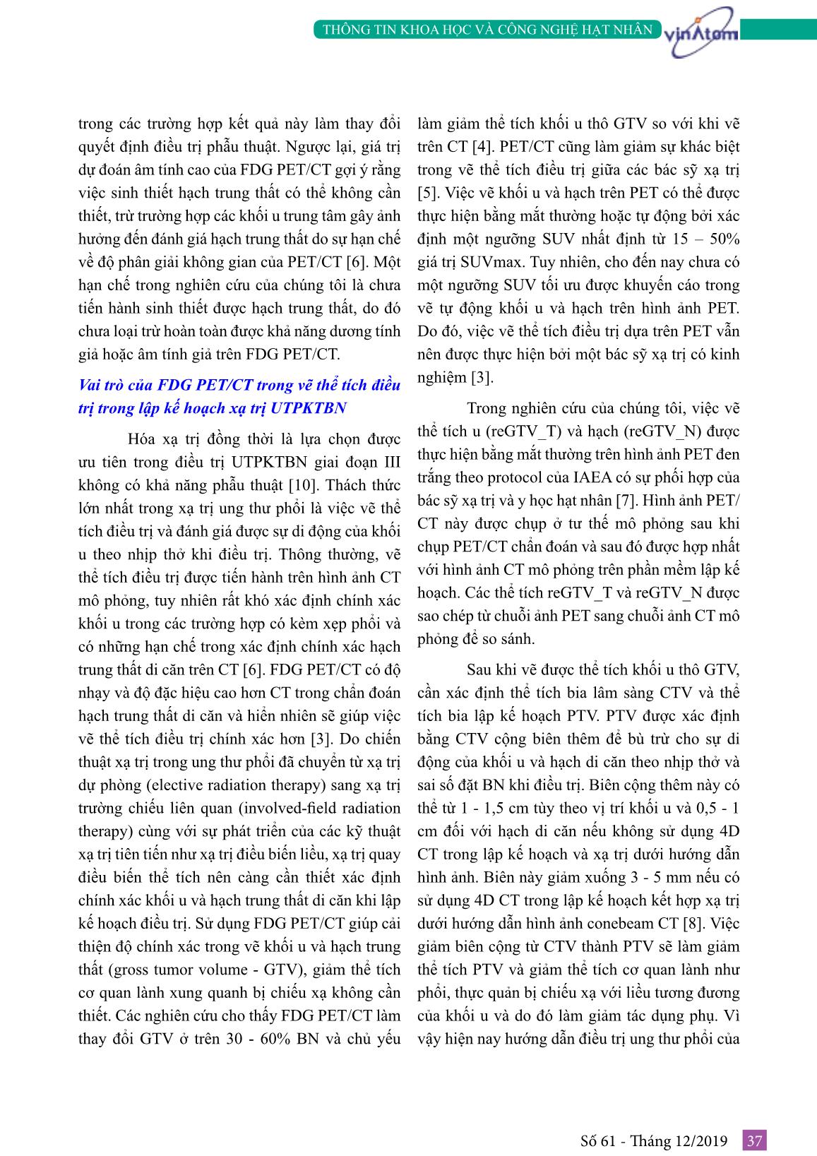 Vai trò của FDG PET/CT trong lập kế hoạch xạ trị ung thư phổi không tế bào nhỏ giai đoạn III trang 5