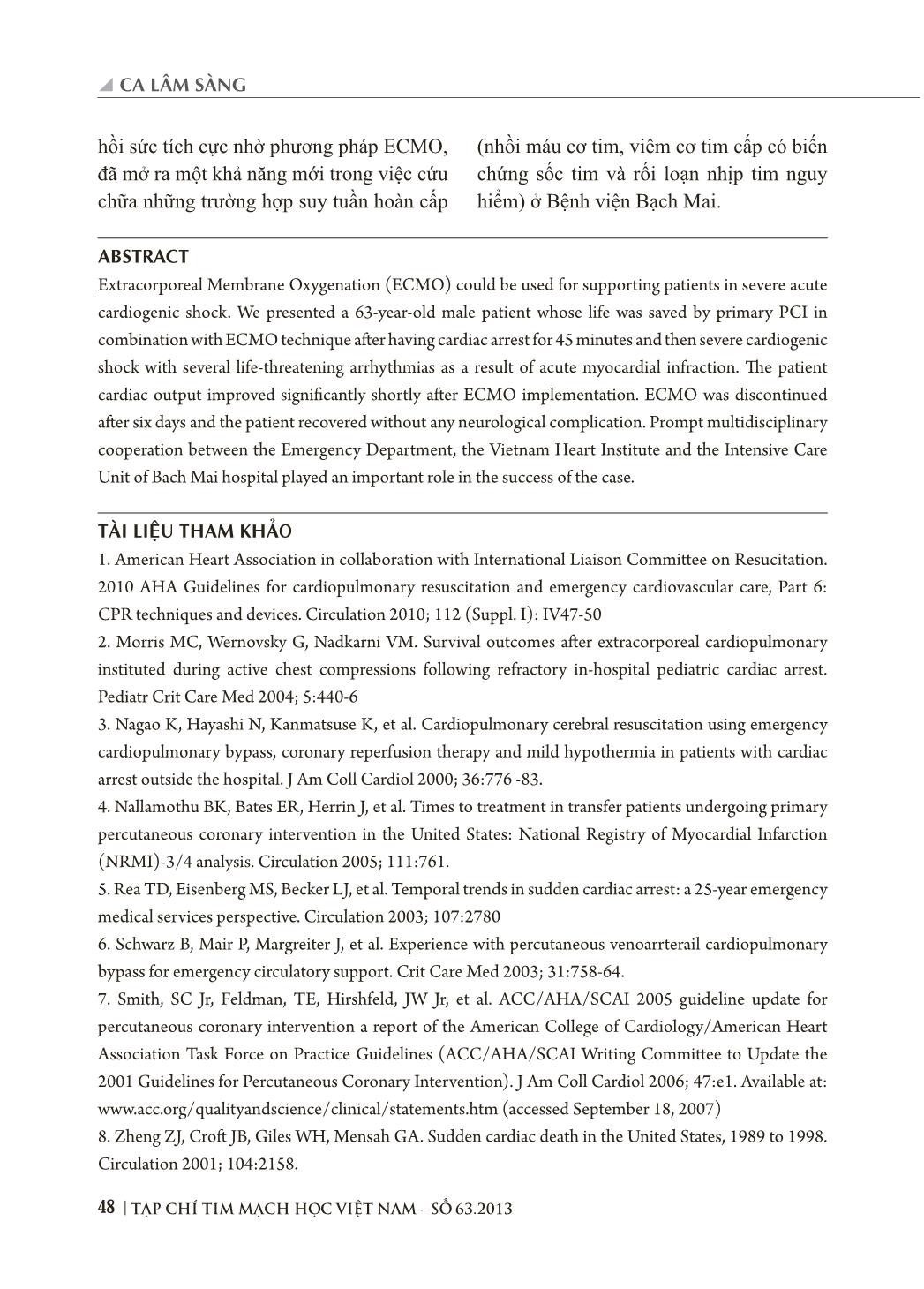 Nhân một trường hợp: Nhồi máu cơ tim cấp biến chứng ngừng tuần hoàn được cứu sống nhờ phối hợp chặt chẽ giữa Khoa cấp cứu- Đơn vị can thiệp mạch vành- Khoa hồi sức tích cực trang 7