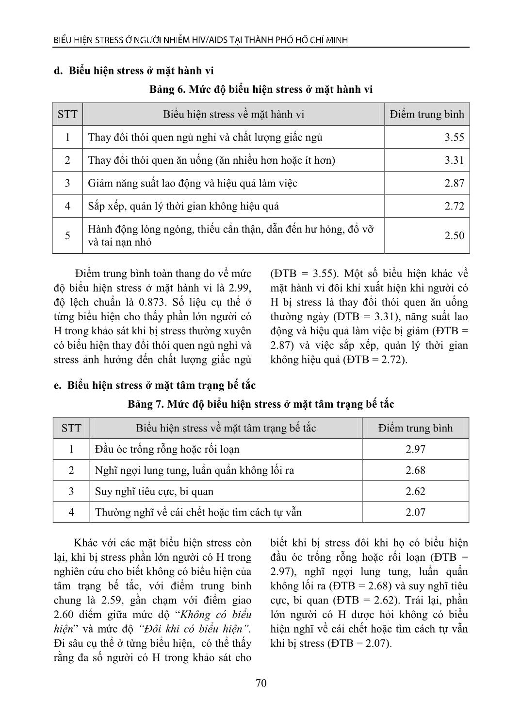 Biểu hiện stress ở người nhiễm HIV/AIDS tại Thành phố Hồ Chí Minh trang 6