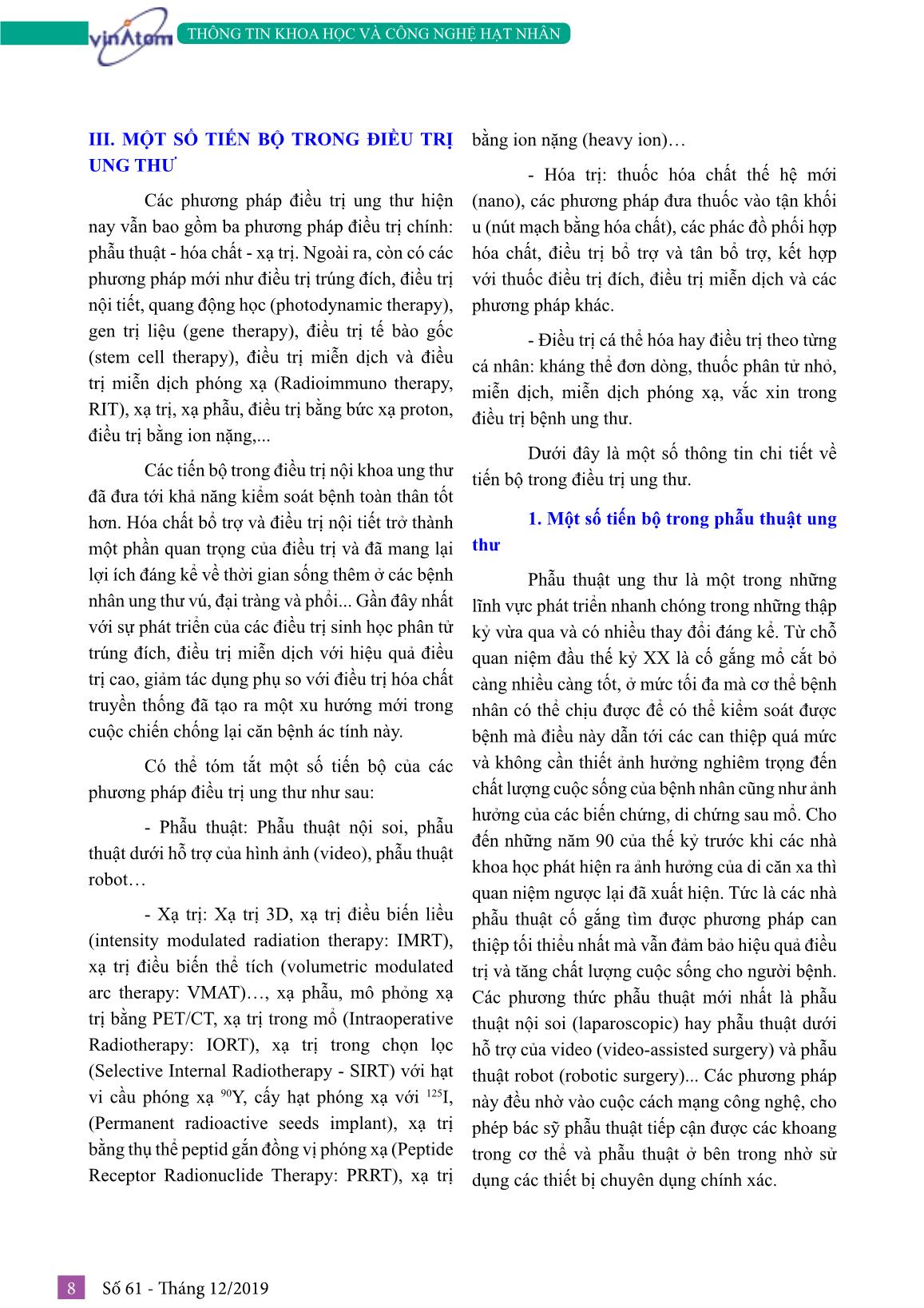 Thực trạng ứng dụng bức xạ ion hóa trong điều trị ung thư và một số bệnh lý khác trang 8