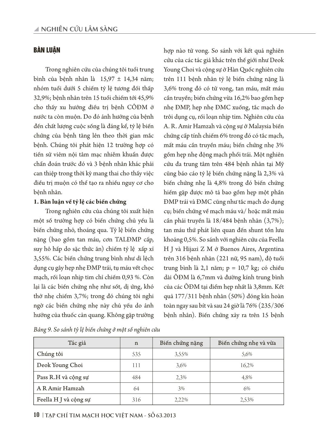 Nghiên cứu các biến chứng thường gặp ở bệnh nhân được bít ống động mạch qua da tại Viện Tim mạch Việt Nam trang 10