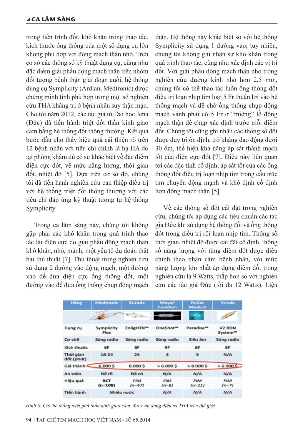 Triệt đốt thần kinh giao cảm động mạch thận bằng năng lượng sóng tần số radio điều trị tăng huyết áp kháng trị trên một trường hợp bệnh thận giai đoạn cuối trang 6