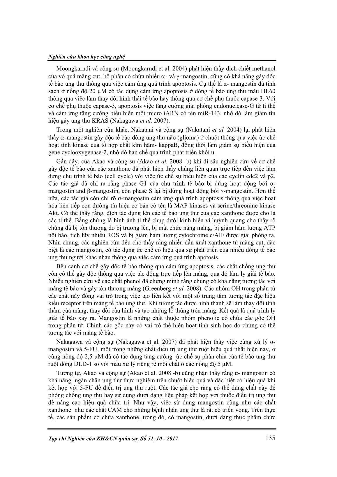 Đánh giá khả năng ức chế của α-MANGOSTIN từ vỏ quả măng cụt đến hai dòng tế bào ung thư phổi LU-1 và ung thư ruột kết SW480 trang 2