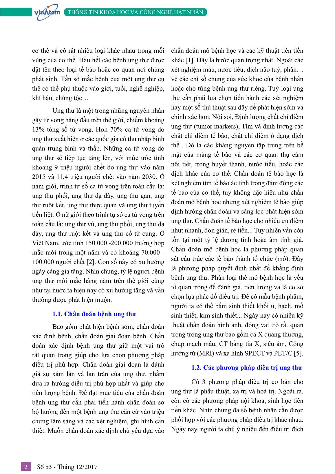 Các đồng vị phóng xạ và dược chất phóng xạ trong chẩn đoán và điều trị ung thư: Nhu cầu sử dụng và thách thức trước mắt trang 2