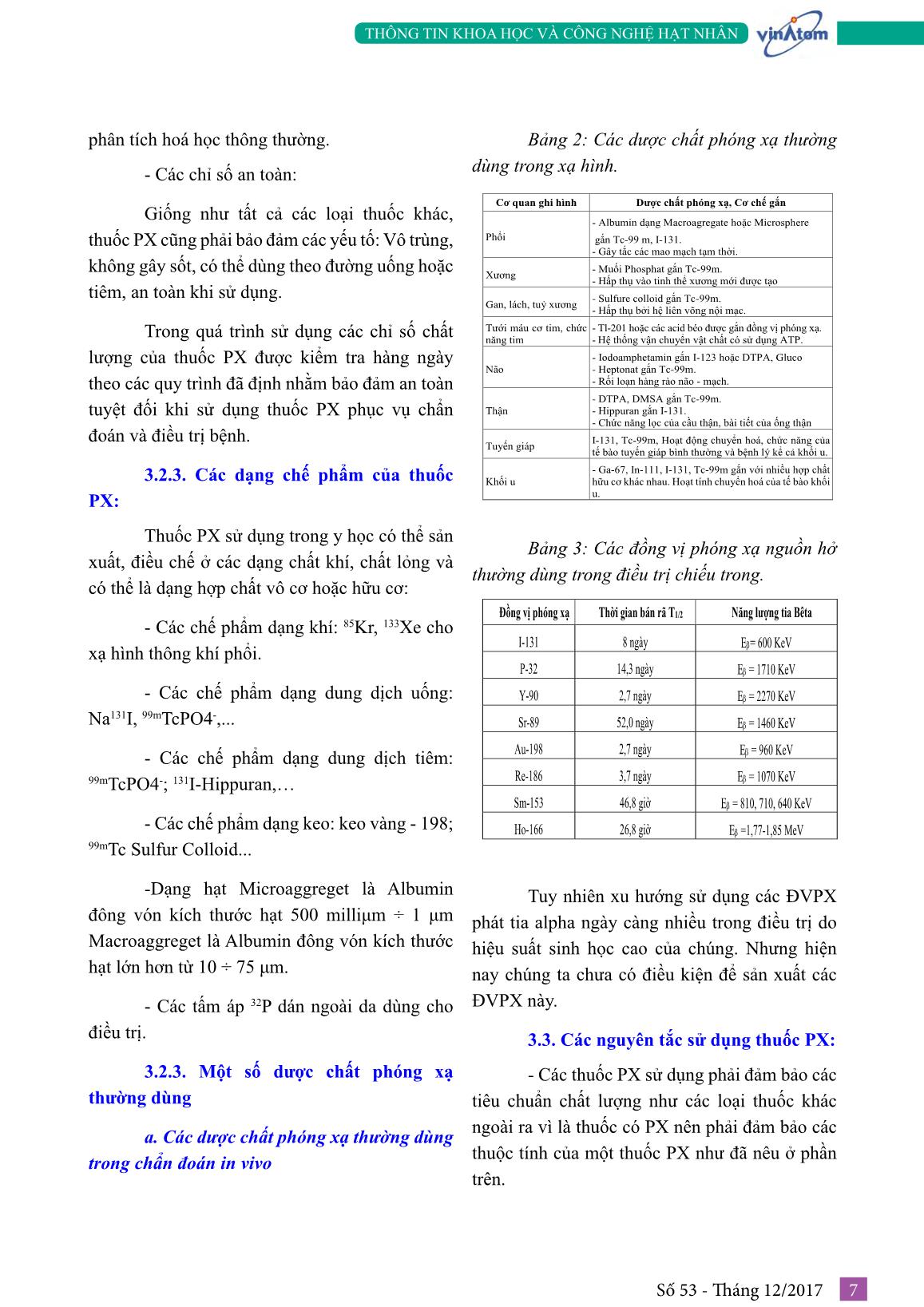 Các đồng vị phóng xạ và dược chất phóng xạ trong chẩn đoán và điều trị ung thư: Nhu cầu sử dụng và thách thức trước mắt trang 7