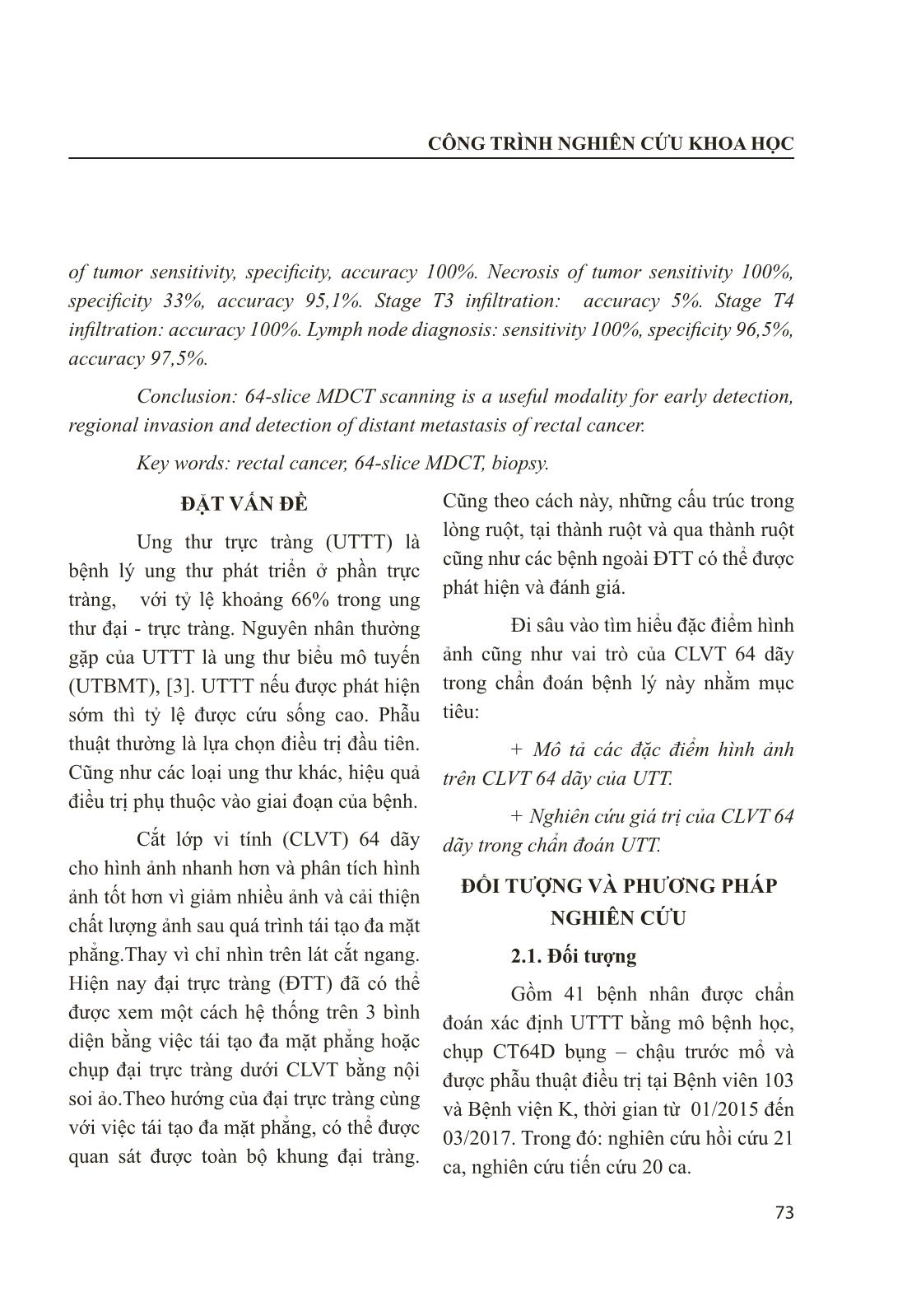 Đánh giá đặc điểm hình ảnh, giá trị của chụp cắt lớp 64 dãy trong chẩn đoán ung thư trực tràng trang 2
