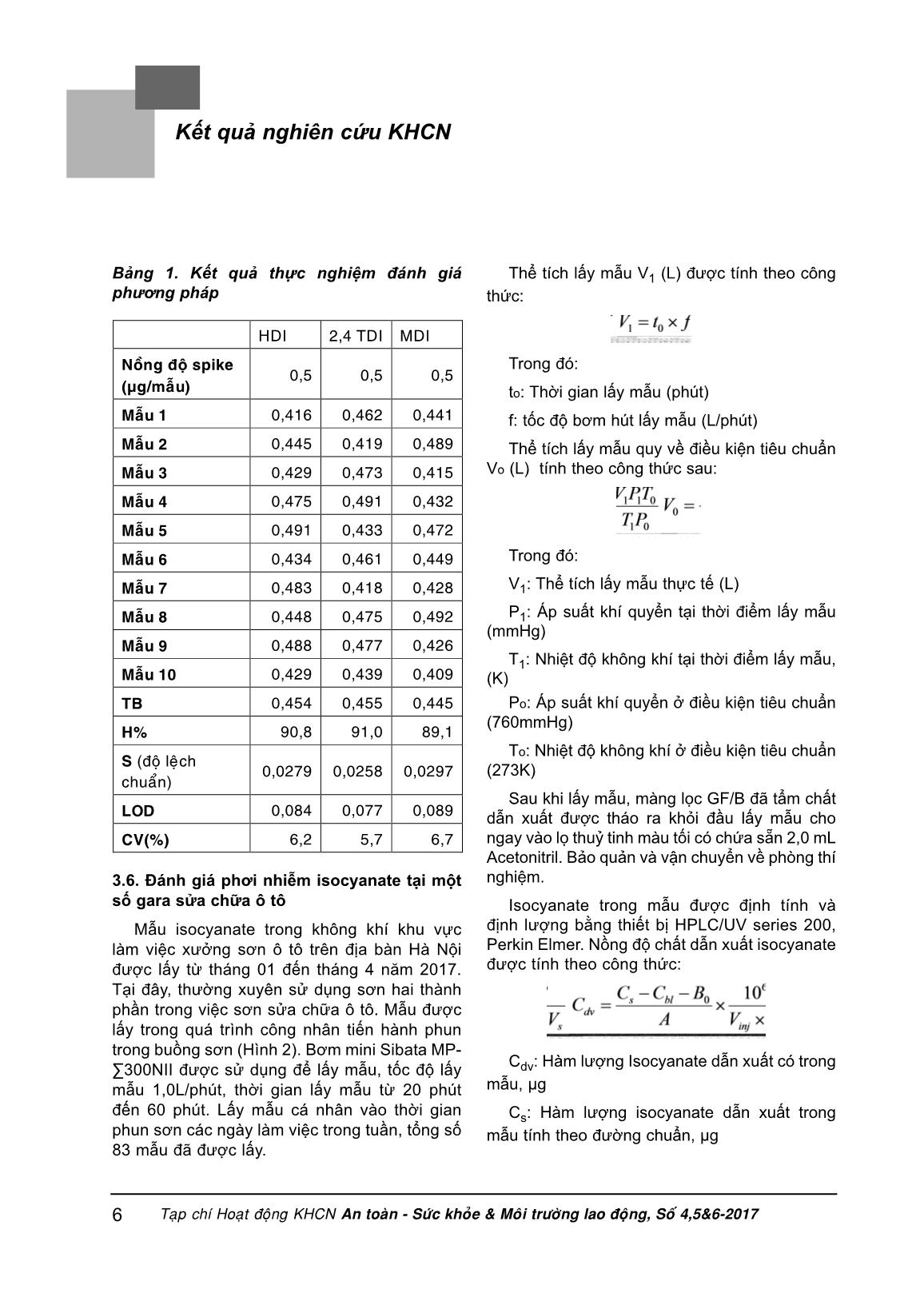 Xác định Isocyanate trong không khí khu vực làm việc - Biện pháp phòng tránh bệnh hen phế quản nghề nghiệp trang 4