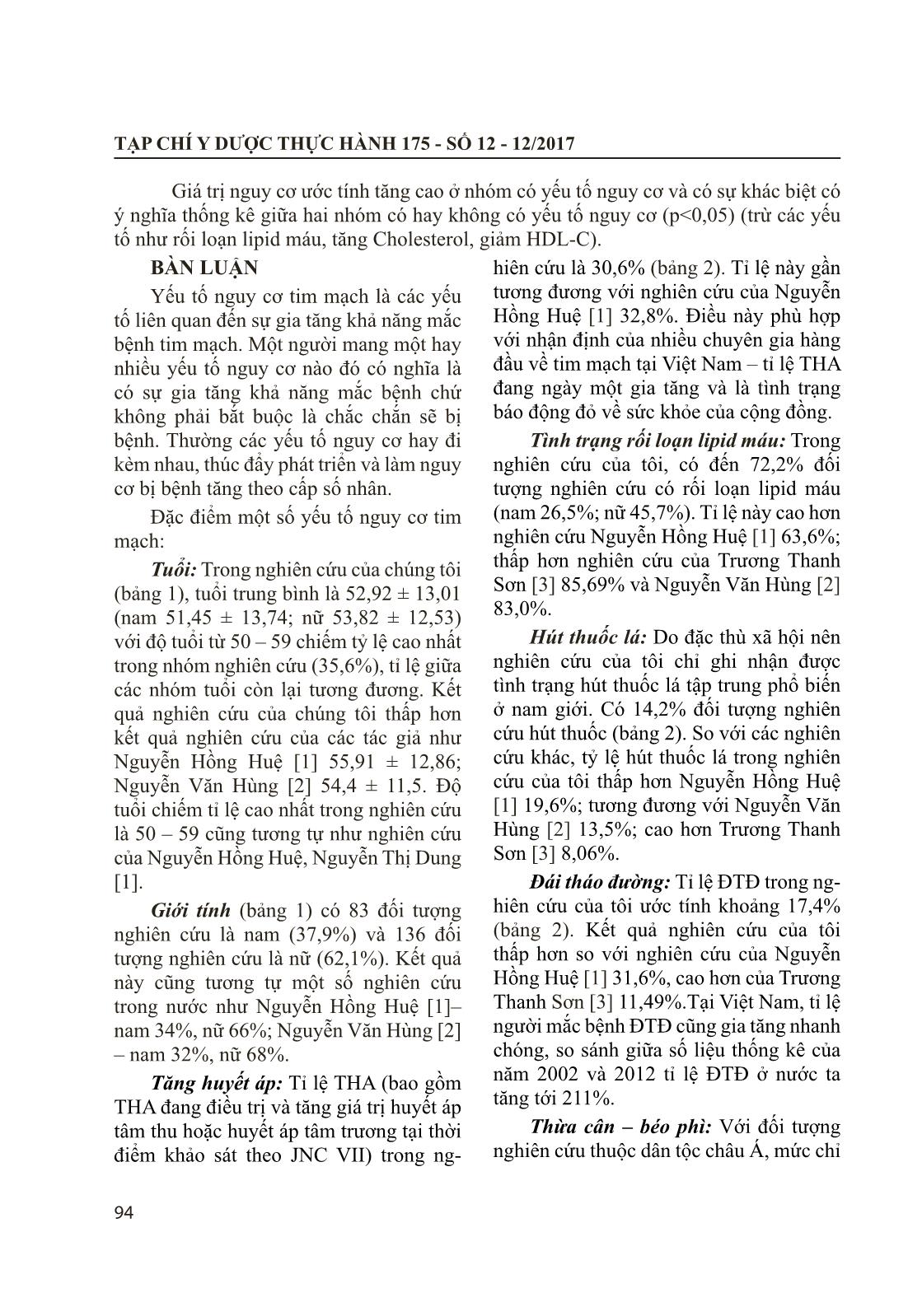 Đánh giá một số yếu tố nguy cơ tim mạch ở bệnh nhân điều trị tại Viện Y dược học dân tộc Thành phố Hồ Chí Minh trang 6