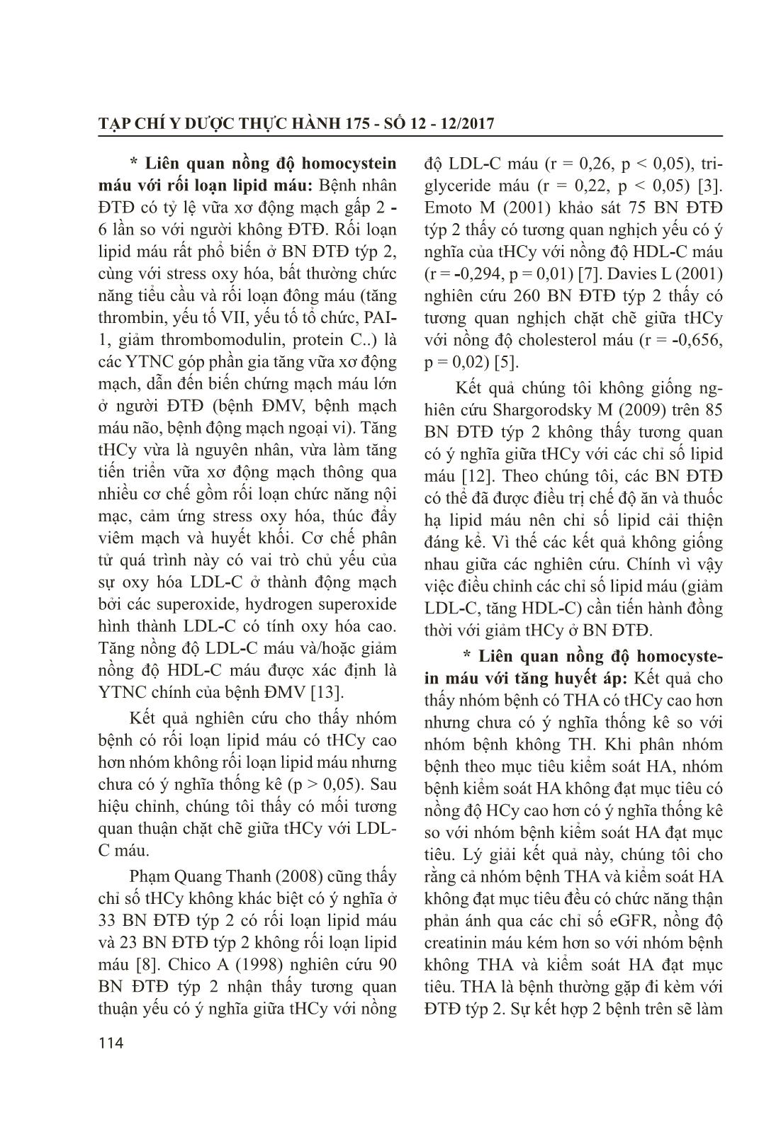 Mối liên quan giữa nồng độ Homocystein máu với một số yếu tố nguy cơ tim mạch ở bệnh nhân đái tháo đường týp 2 trang 6