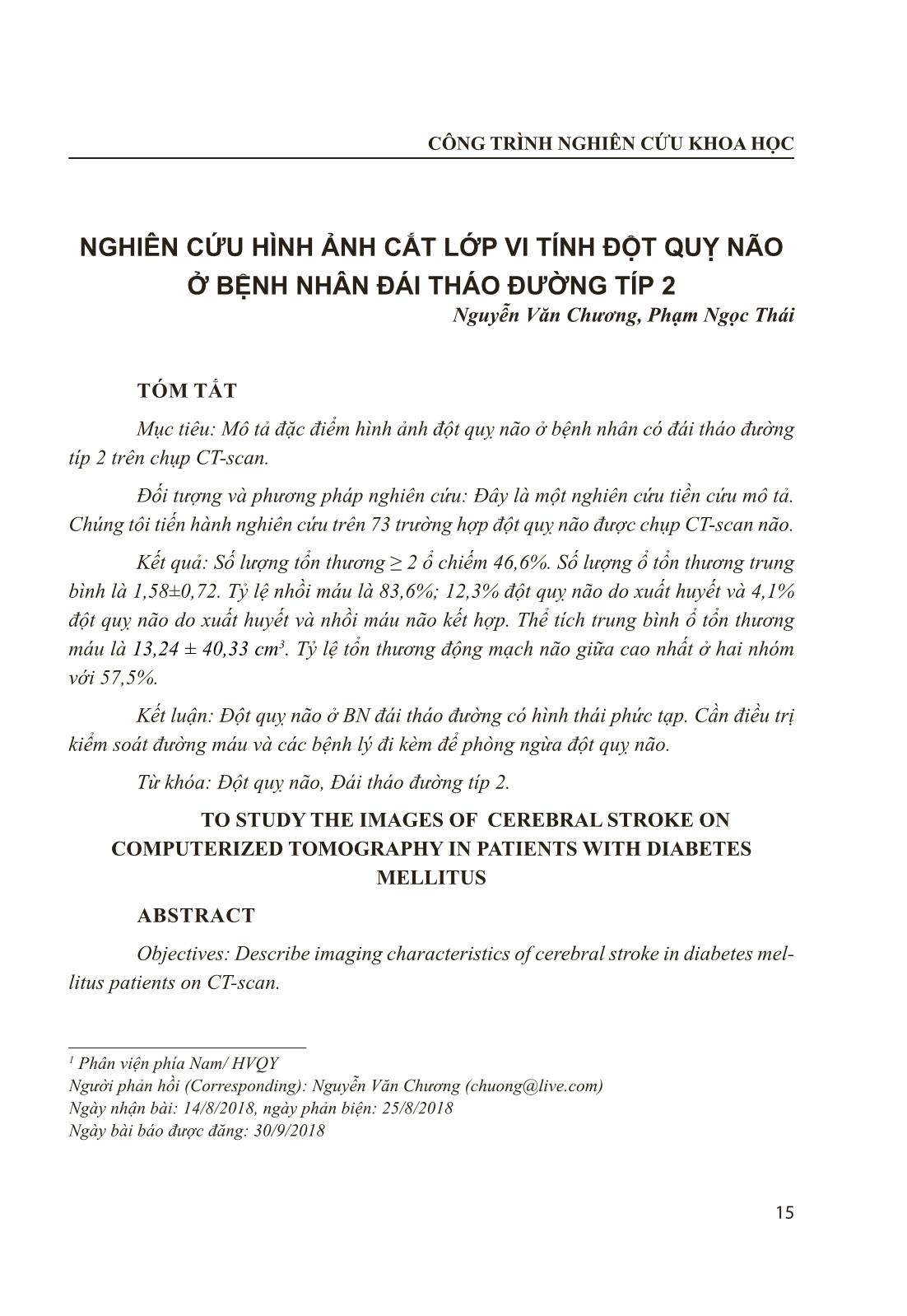 Nghiên cứu hình ảnh cắt lớp vi tính đột quỵ não ở bệnh nhân đái tháo đường típ 2 trang 1