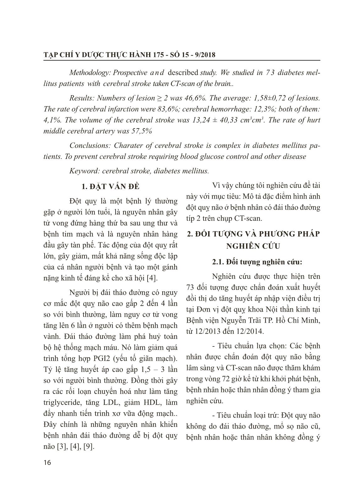 Nghiên cứu hình ảnh cắt lớp vi tính đột quỵ não ở bệnh nhân đái tháo đường típ 2 trang 2