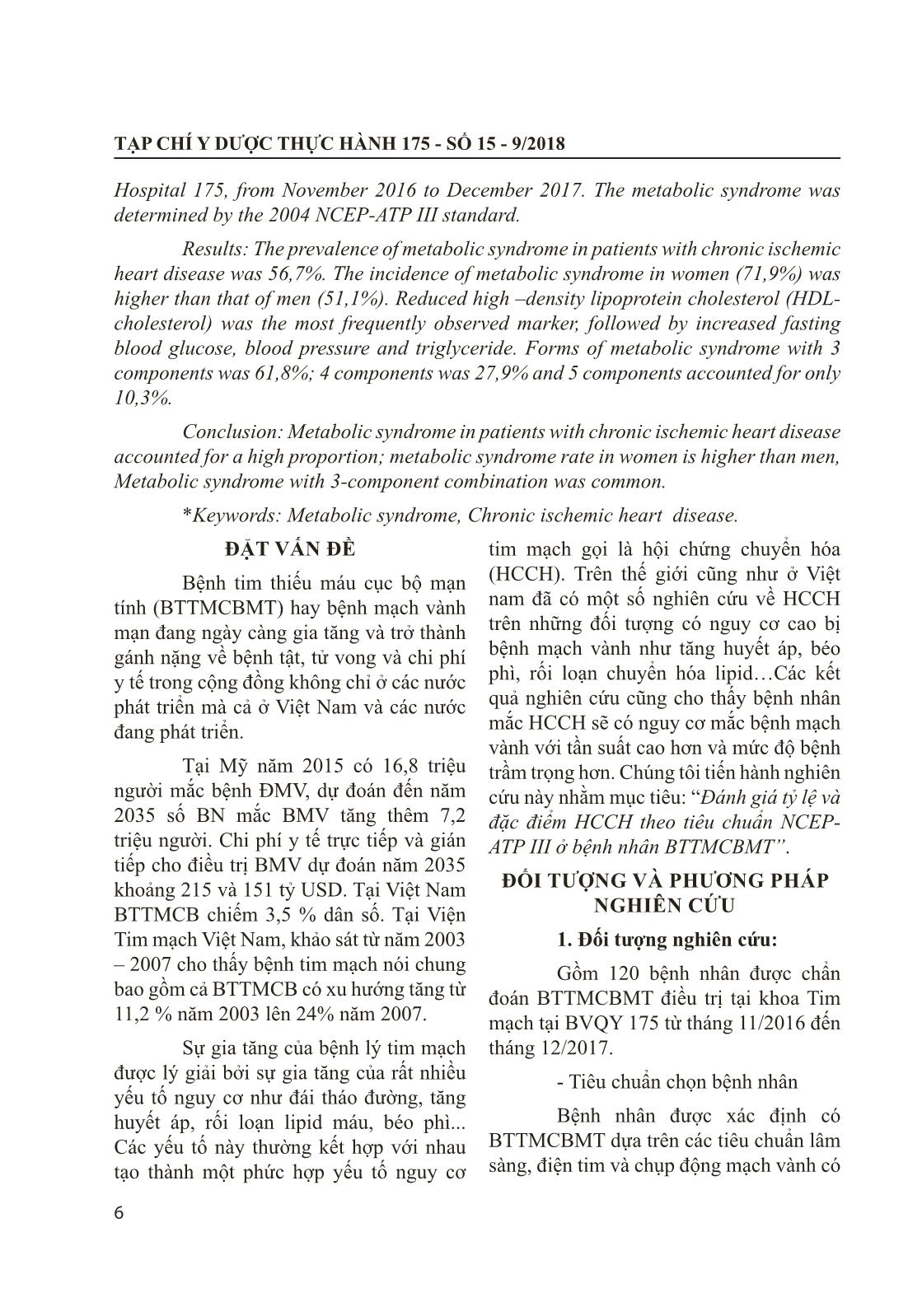 Nghiên cứu tỷ lệ và đặc điểm hội chứng chuyển hóa ở bệnh nhân bệnh tim thiếu máu cục bộ mạn tính trang 2