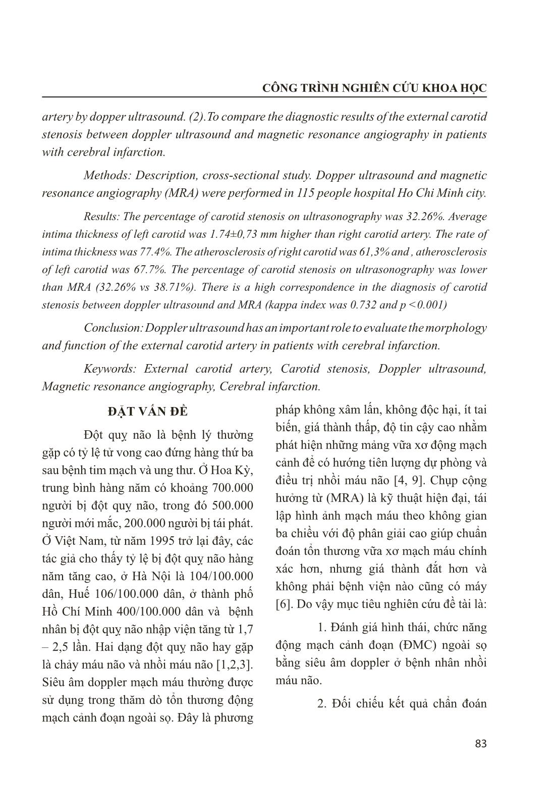 Đánh giá hình thái, chức năng động mạch cảnh đoạn ngoài sọ ở bệnh nhân nhồi máu não trang 2