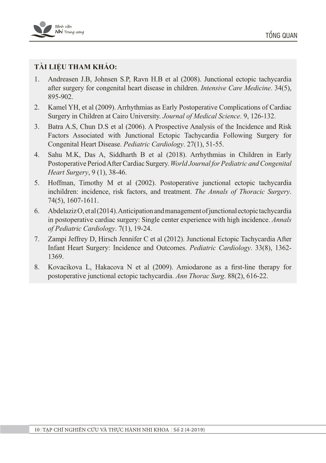 Nghiên cứu rối loạn nhịp nhanh bộ nói tăng tính kích thích và nhận xét kết quả điều trị sớm sau phẫu thuật tim mở tim bẩm sinh tại Bệnh viện Nhi trung ương trang 8