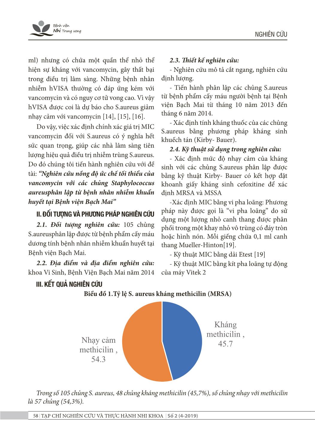 Nghiên cứu nồng độ ức chế tối thiểu của Vancomycin với các chủng Staphylococcus Aureus phân lập từ bệnh nhân nhiễm khuẩn huyết tại Bệnh viện Bạch Mai trang 3