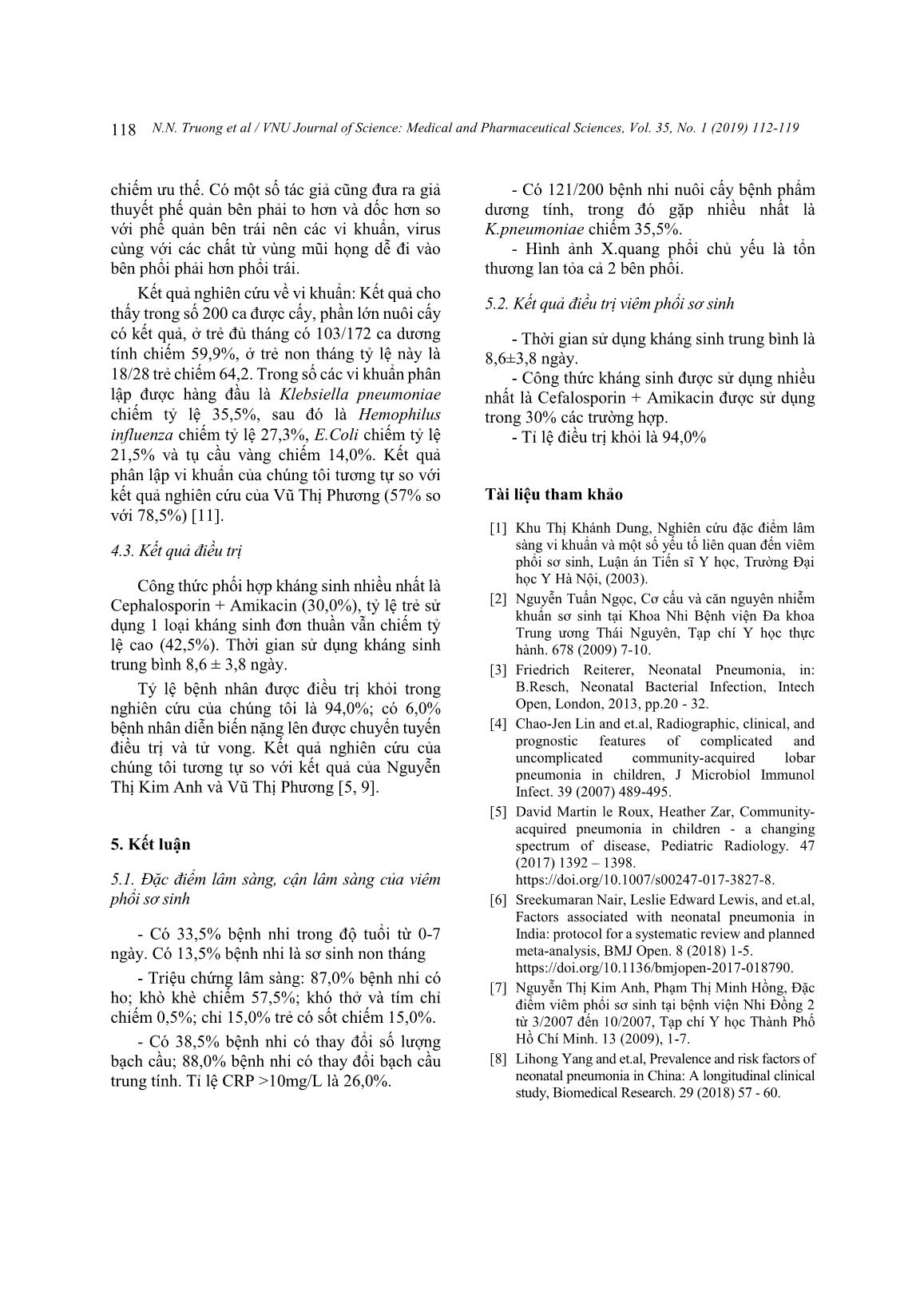 Lâm sàng, cận lâm sàng và kết quả điều trị viêm phổi sơ sinh tại Bệnh viện sản nhi Bắc Ninh trang 7