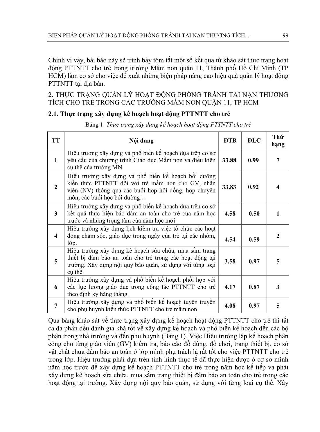 Biện pháp quản lý hoạt động phòng tránh tai nạn thương tích cho trẻ trong các trường mầm non Quận 11, Thành phố Hồ Chí Minh trang 2