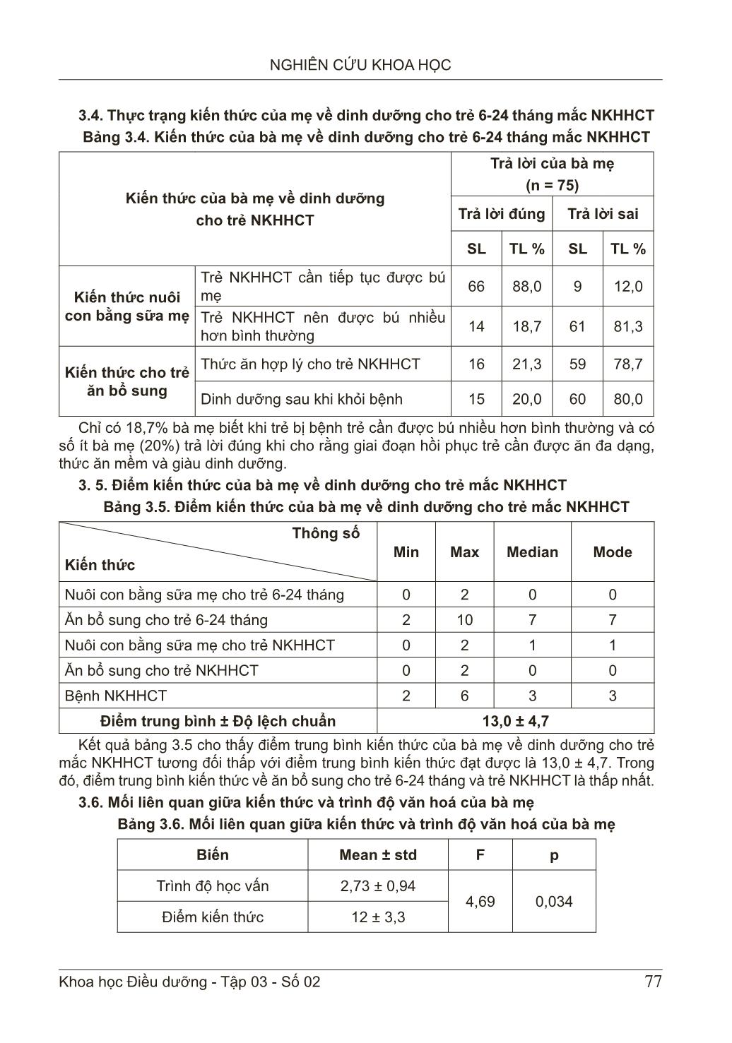 Thực trạng kiến thức và một số yếu tố liên quan đến chăm sóc dinh dưỡng của bà mẹ có con 6-24 tháng điều trị nhiễm khuẩn hô hấp cấp tính tại Bệnh viện Nhi tỉnh Nam Định năm 2020 trang 5