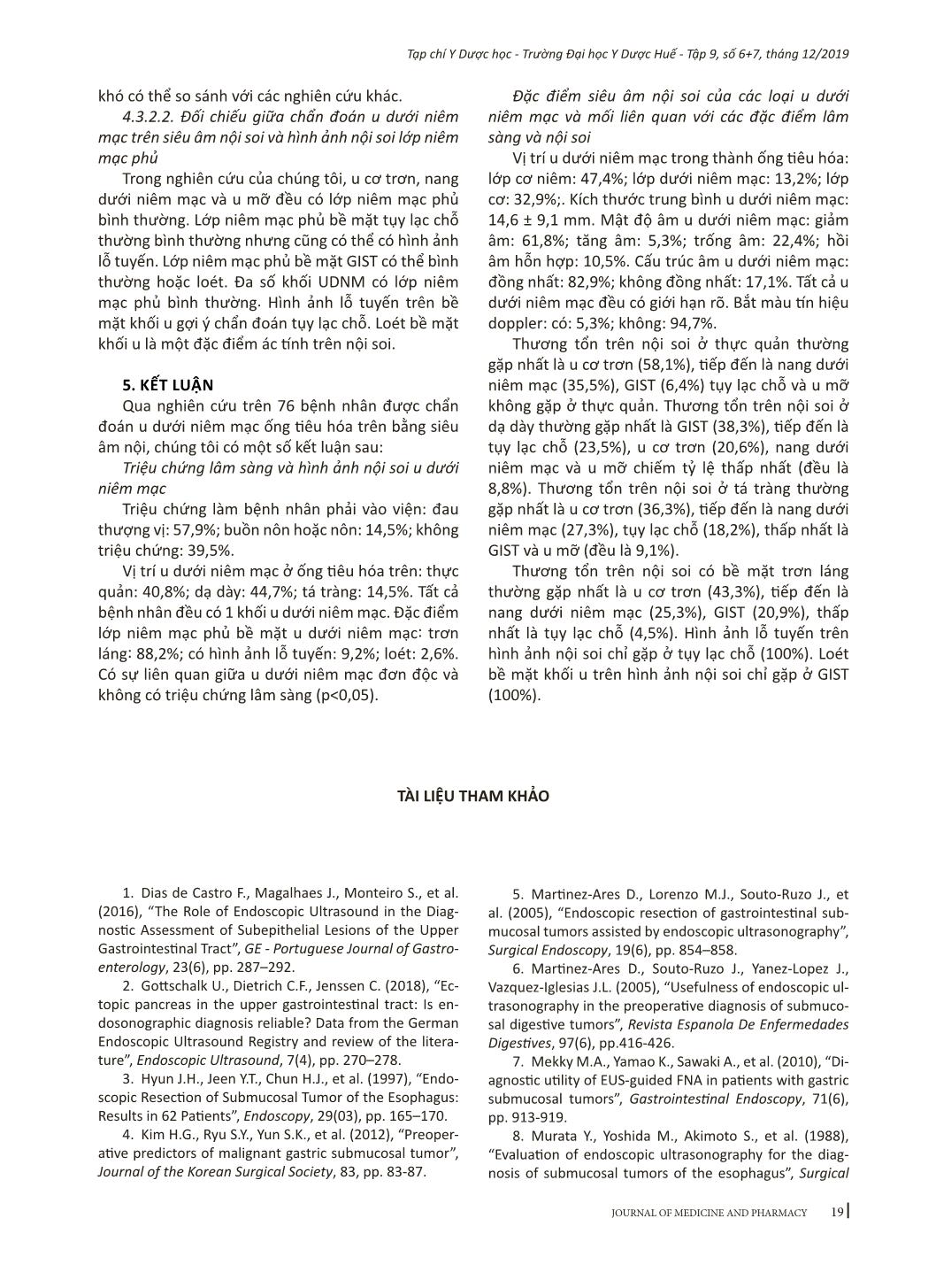 Nghiên cứu áp dụng siêu âm nội soi trong hỗ trợ chẩn đoán u dưới niêm mạc ống tiêu hóa trên trang 6