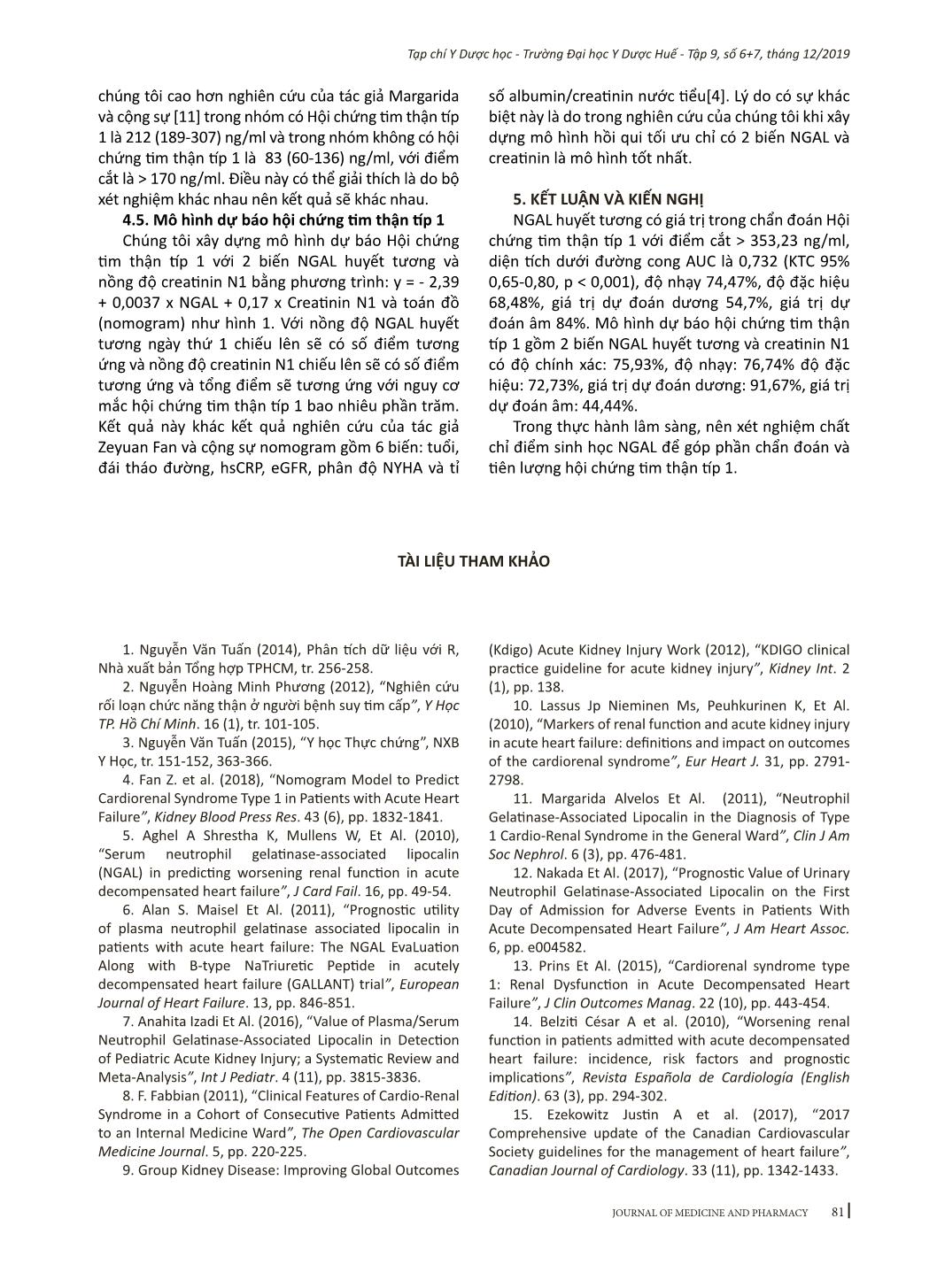 Nghiên cứu vai trò chất chỉ điểm sinh học NGAL huyết tương trong chẩn đoán hội chứng tim thận típ 1 trang 8