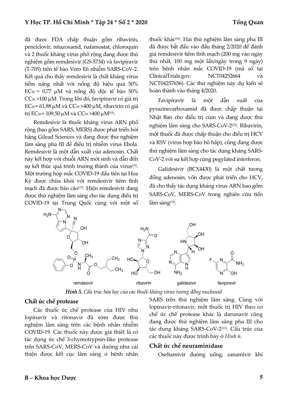 SARS-CoV-2 gây bệnh viêm đường hô hấp cấp: Cấu trúc và các thuốc điều trị tiềm năng trang 5