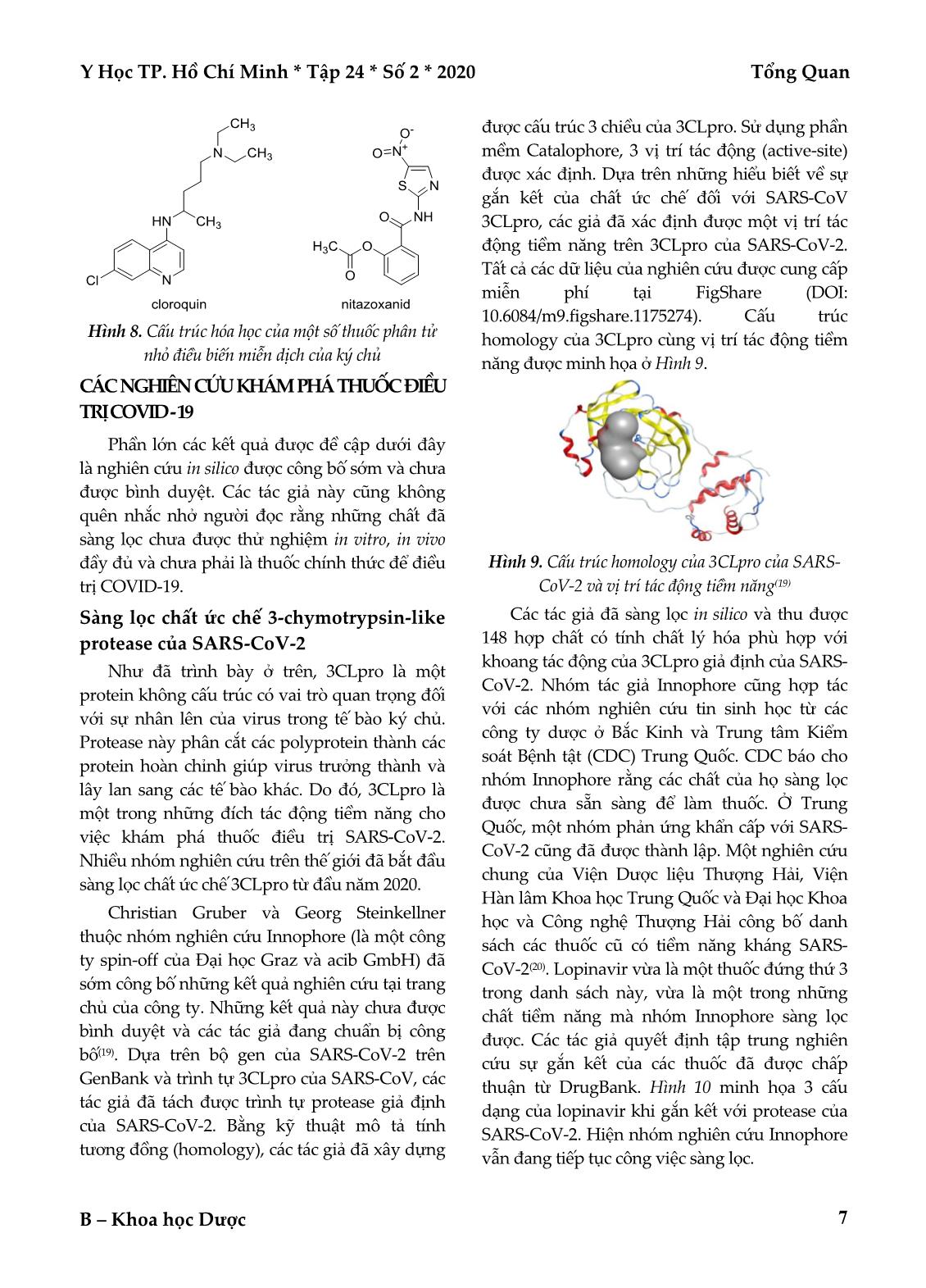 SARS-CoV-2 gây bệnh viêm đường hô hấp cấp: Cấu trúc và các thuốc điều trị tiềm năng trang 7