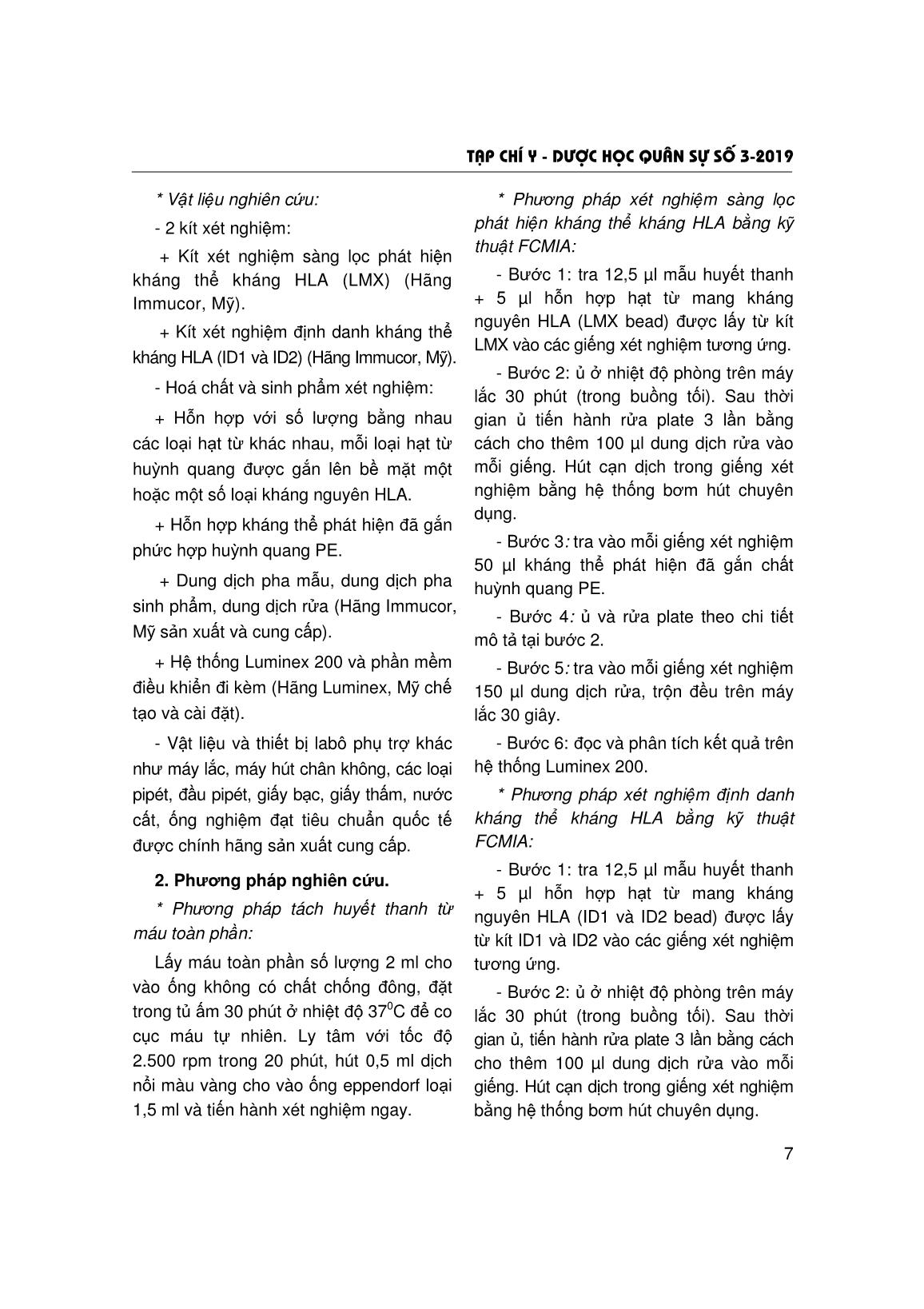 Nghiên cứu ứng dụng kỹ thuật hấp phụ miễn dịch vi hạt đánh dấu huỳnh quang phát hiện kháng thể kháng hla trong huyết thanh bệnh nhân suy thận mạn tính dự kiến ghép thận trang 3