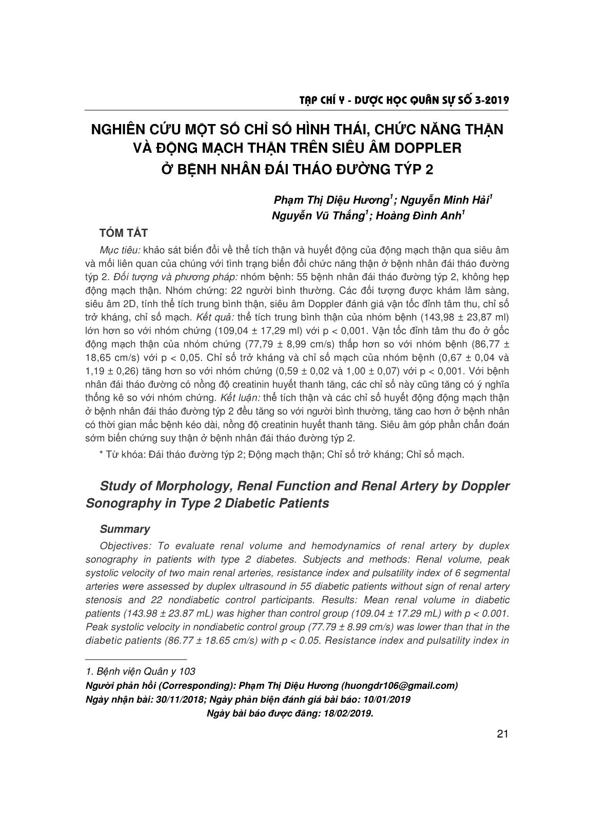 Nghiên cứu một số chỉ số hình thái, chức năng thận và động mạch thận trên siêu âm doppler ở bệnh nhân đái tháo đường týp 2 trang 1