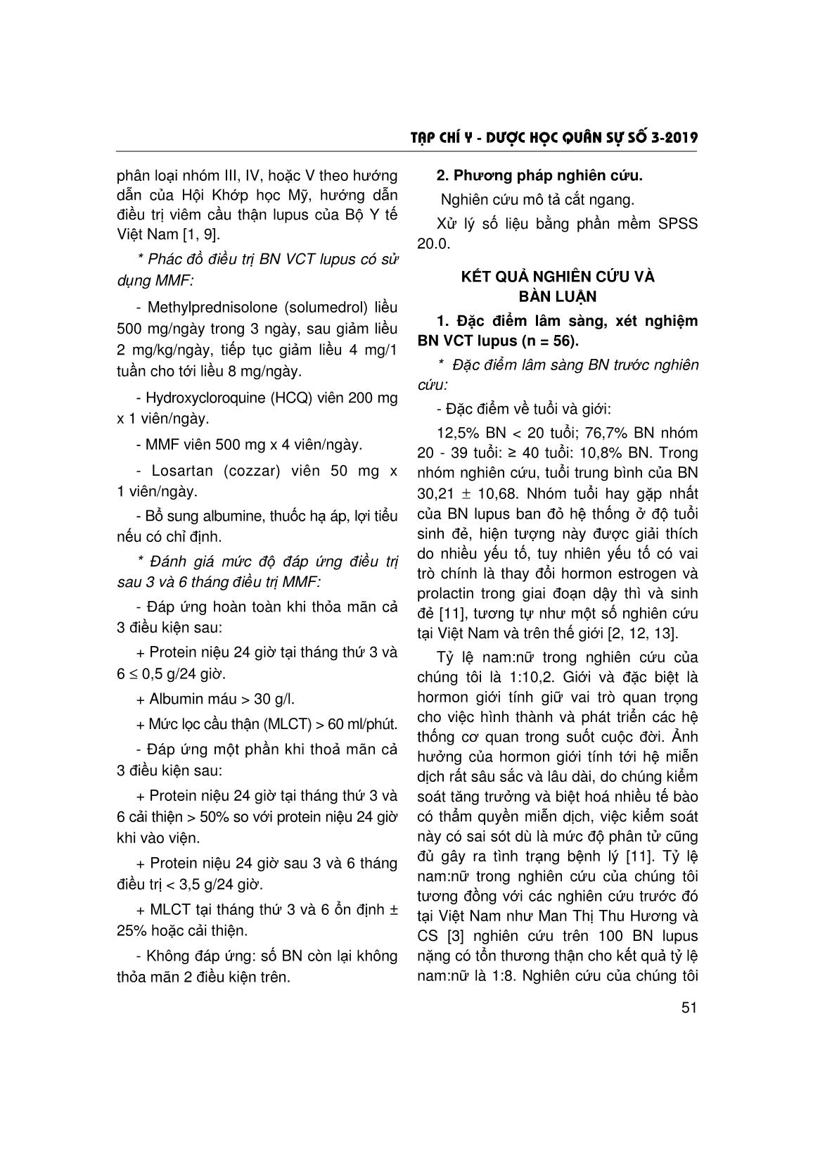 Nghiên cứu kết quả điều trị tấn công ở bệnh nhân viêm cầu thận Lupus có sử dụng Mycophenolate Mofetil tại trung tâm dị ứng - miễn dịch lâm sàng, Bệnh viện Bạch Mai trang 3