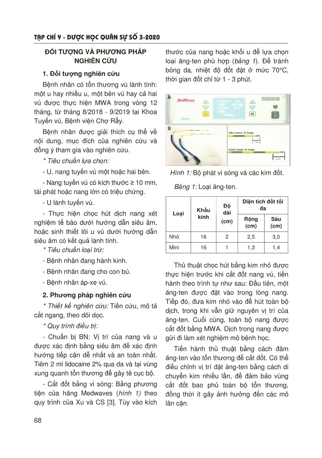 Nhận xét kết quả sớm điều trị u, nang tuyến vú lành tính bằng vi sóng trang 2