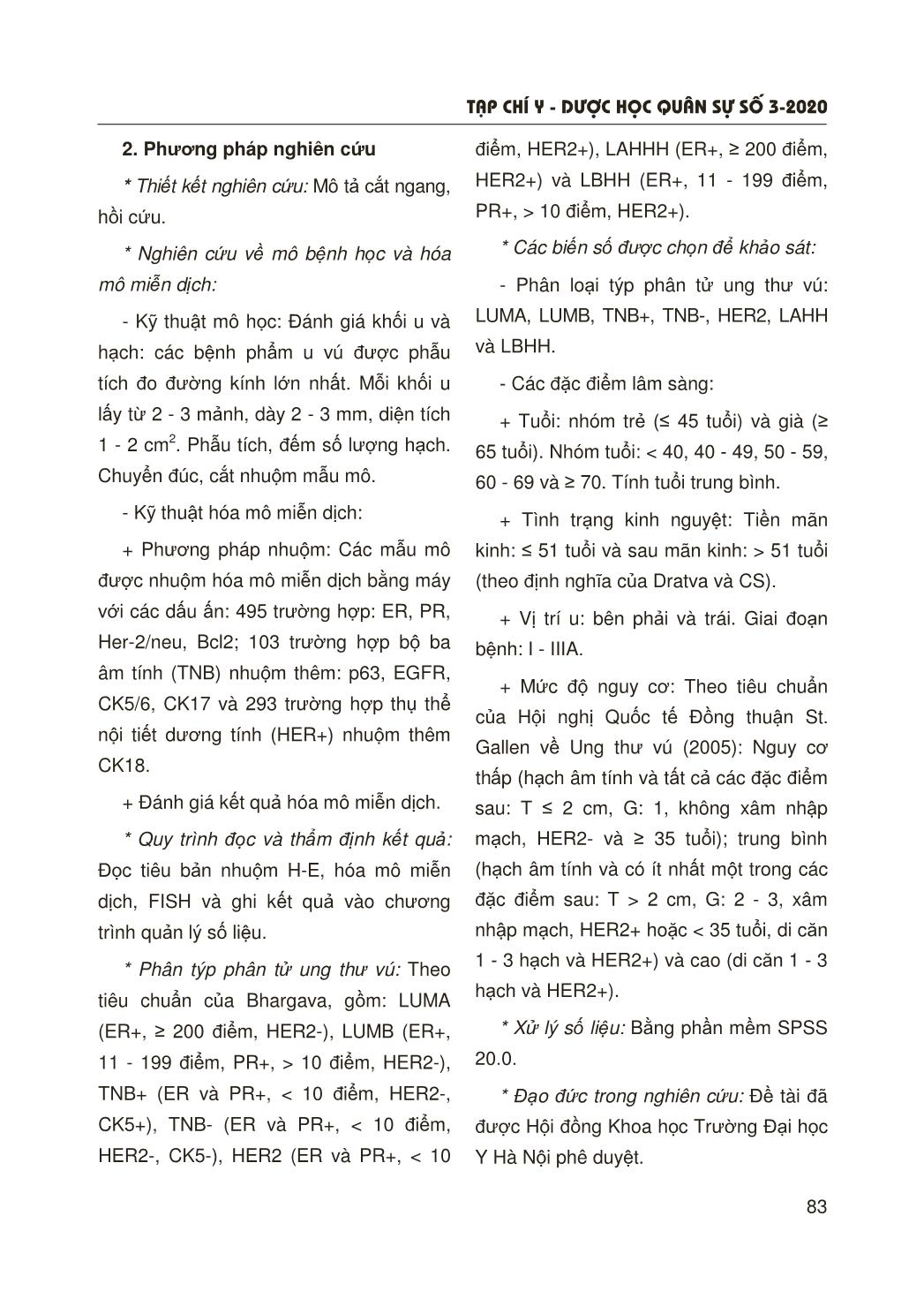 Nhận xét một số đặc điểm lâm sàng của các týp phân tử ung thư biểu mô tuyến vú xâm nhập trang 2