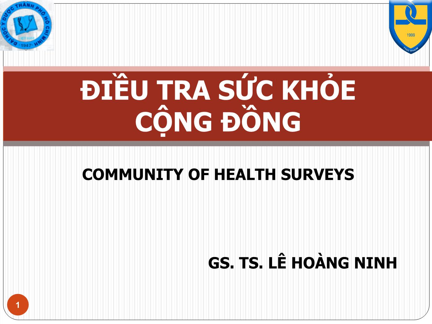 Bài giảng Điều tra sức khỏe cộng đồng - Lê Hoàng Ninh trang 1