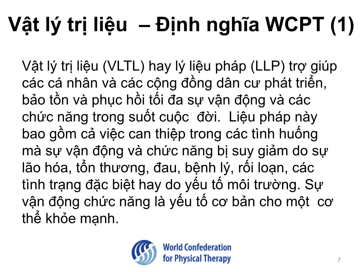 Bài giảng Vật lý trị liệu tại Châu Âu trang 8