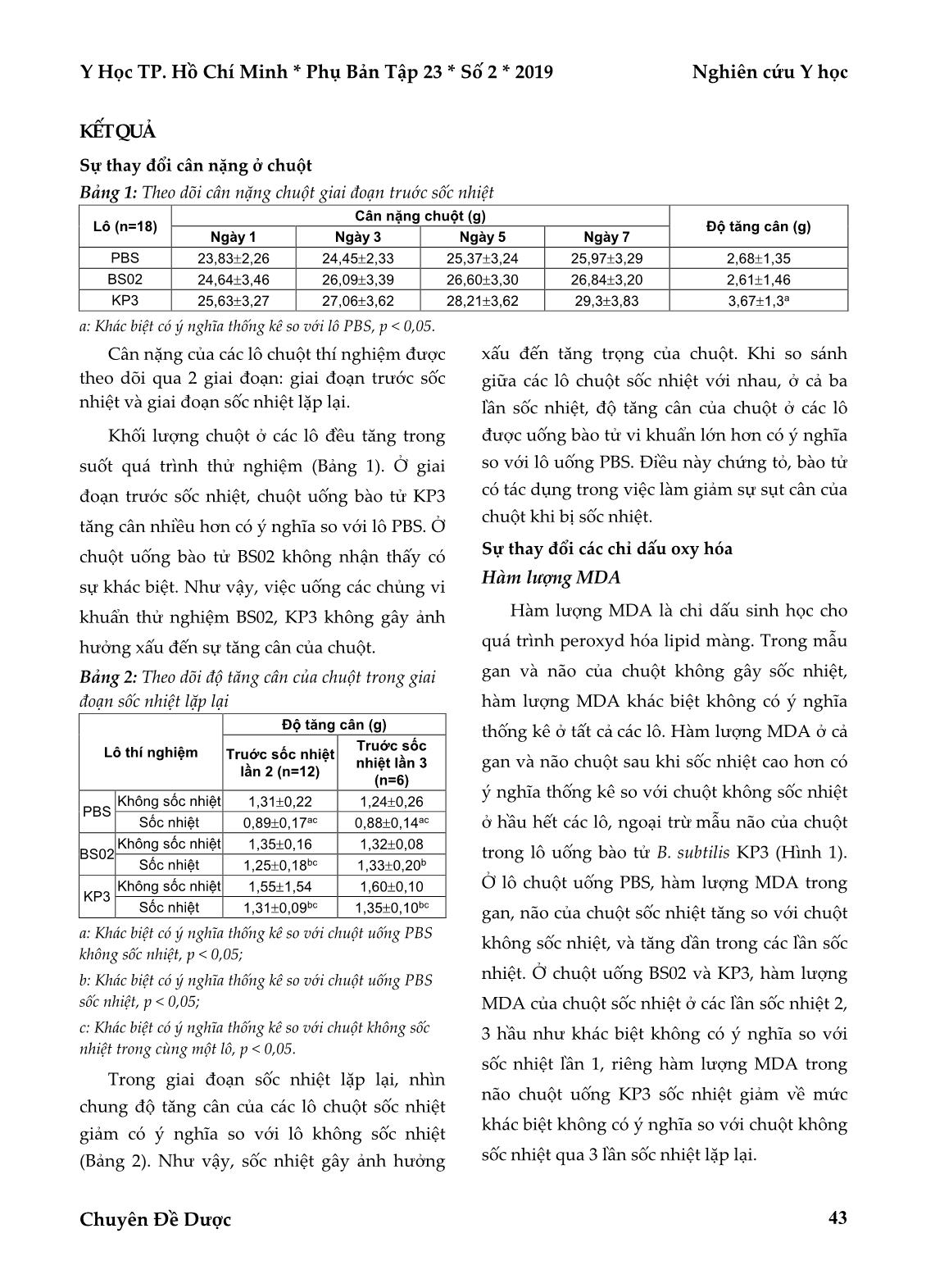 Bào tử Bacillus Subtilis cải thiện hậu quả sốc nhiệt bằng cách giảm tổn thương oxy hoá trang 4