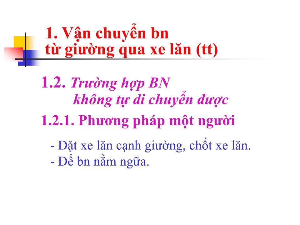 Bài giảng Phương pháp vận chuyển bệnh nhân - Lê Thị Nhân trang 8