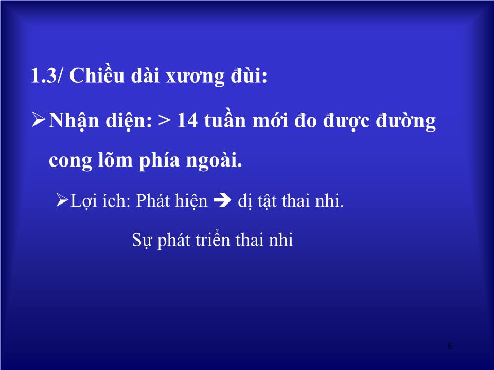 Bài giảng Siêu âm trong chẩn đoán sự sống và tăng trưởng thai nhi - Huỳnh Văn Nhàn trang 6