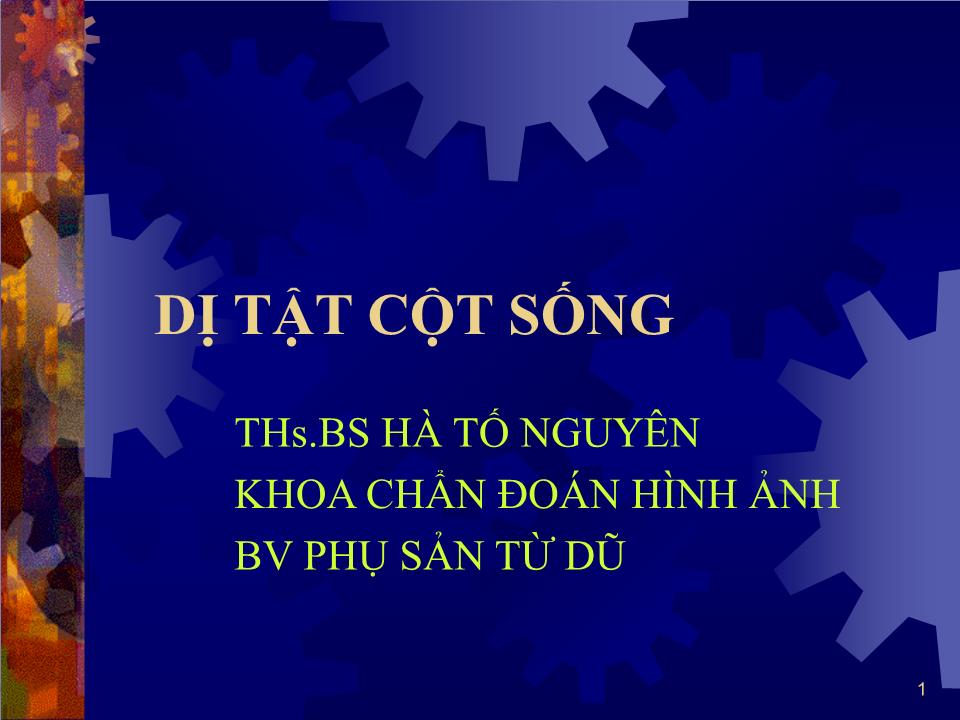 Bài giảng Dị tật cột sống - Hà Tố Nguyên trang 1