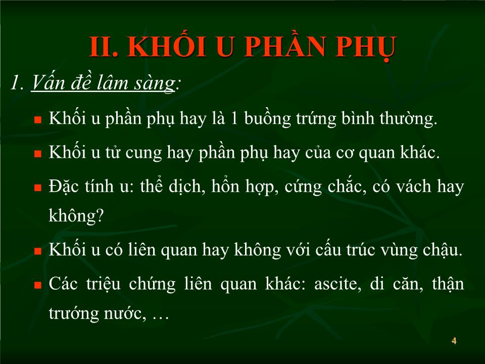 Bài giảng Siêu âm trong chẩn đoán khối u phần phụ - Lăng Thị Hữu Hiệp trang 4