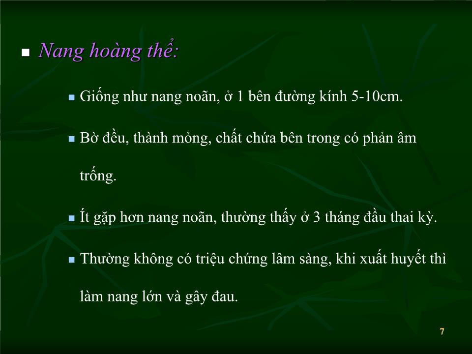 Bài giảng Siêu âm trong chẩn đoán khối u phần phụ - Lăng Thị Hữu Hiệp trang 7